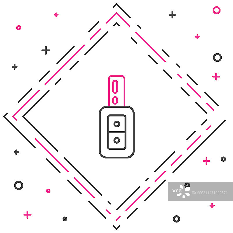白色背景上的带遥控器的车钥匙线条图标图片素材