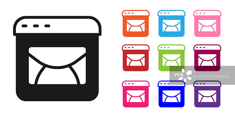 白色背景上黑色邮件与电子邮件图标图片素材