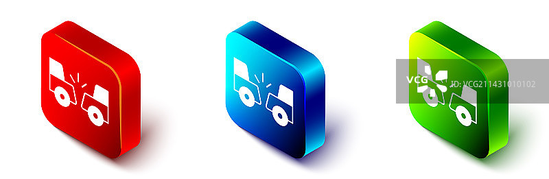 2.5D车祸图标，白色背景图片素材