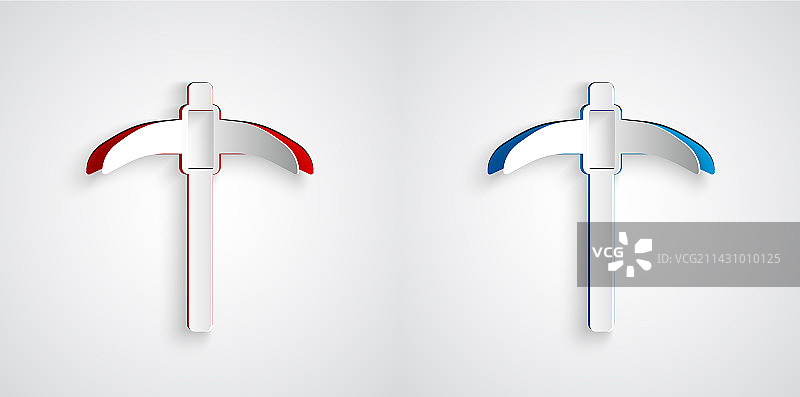 剪纸镐图标，灰色背景图片素材