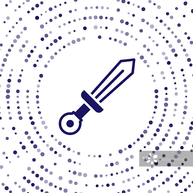 白色背景上的蓝色中世纪剑图标图片素材