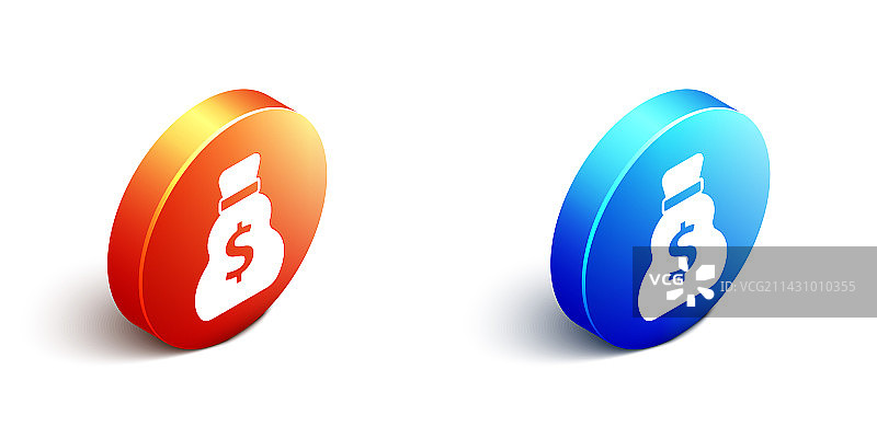 2.5D白色背景上的旧钱袋图标图片素材