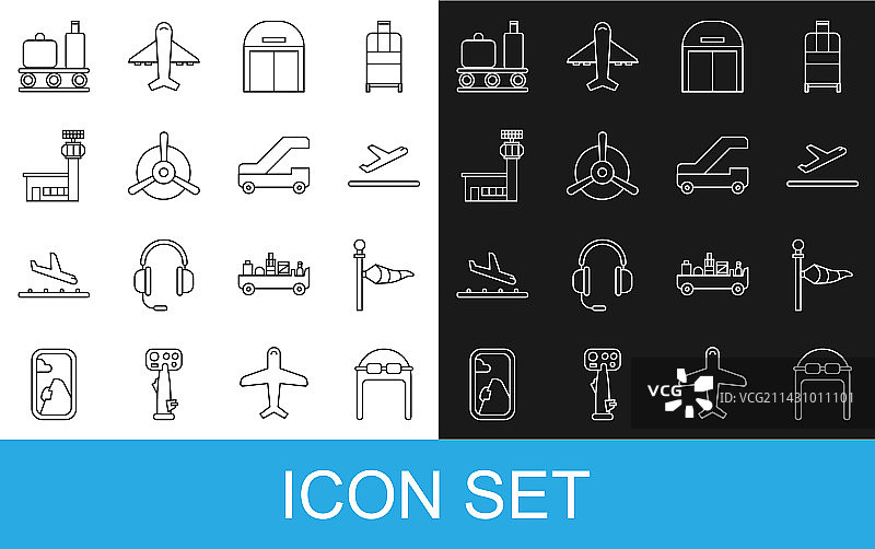 飞行员帽子护目镜飞机起飞线条图片素材