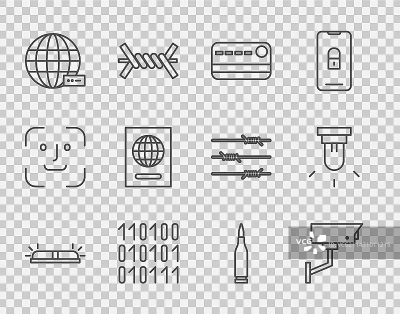 警报器监控摄像头信用卡标志设计图片素材