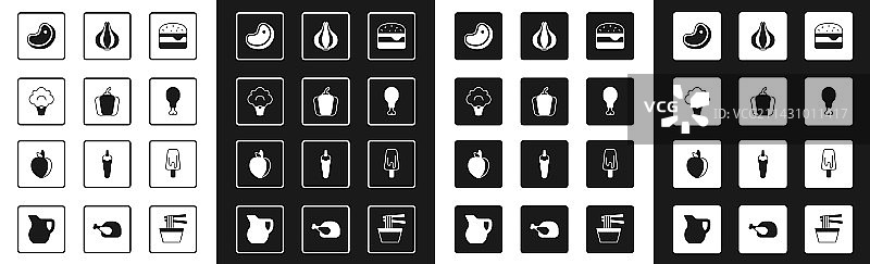 汉堡甜椒西兰花牛排肉类合集图片素材