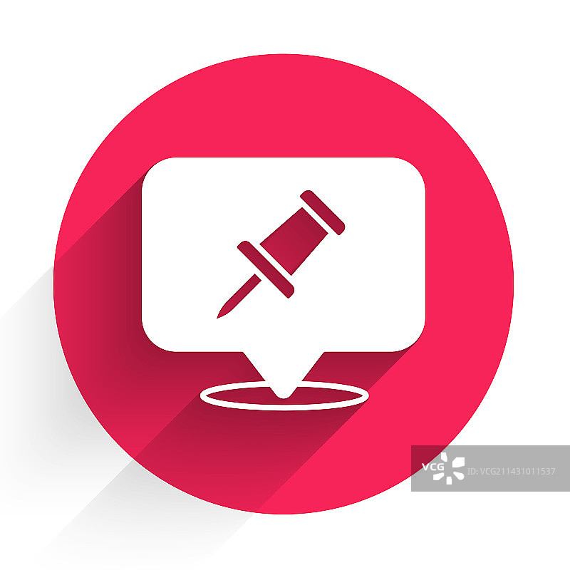 白色图钉图标，带长阴影图片素材