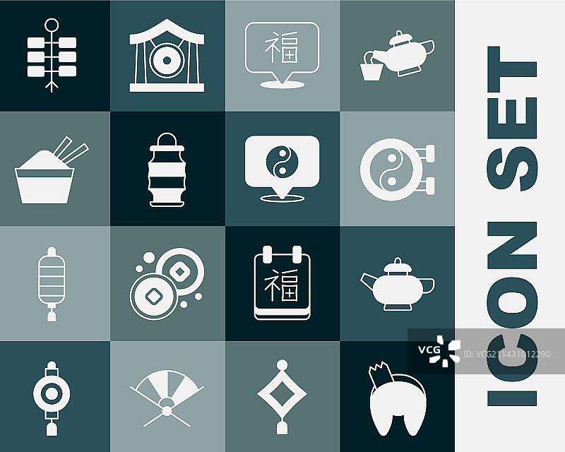 中国幸运饼茶道阴阳图片素材