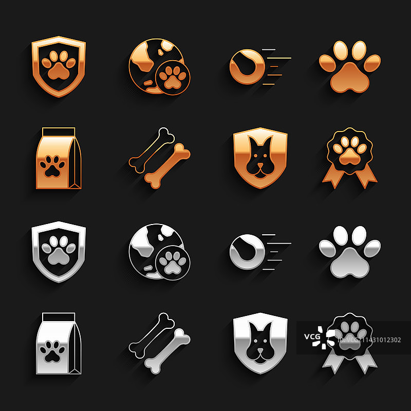 狗骨头、爪印、宠物奖励符号图片素材