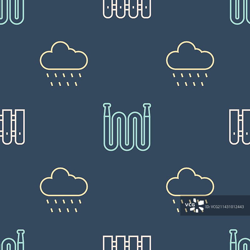 线稿花园栅栏、木质雨云图片素材