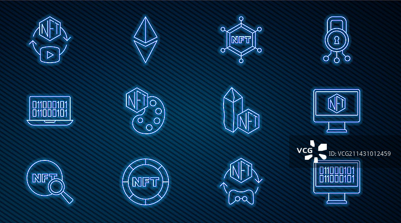 带艺术商店APP的二进制代码显示器线条组合图片素材