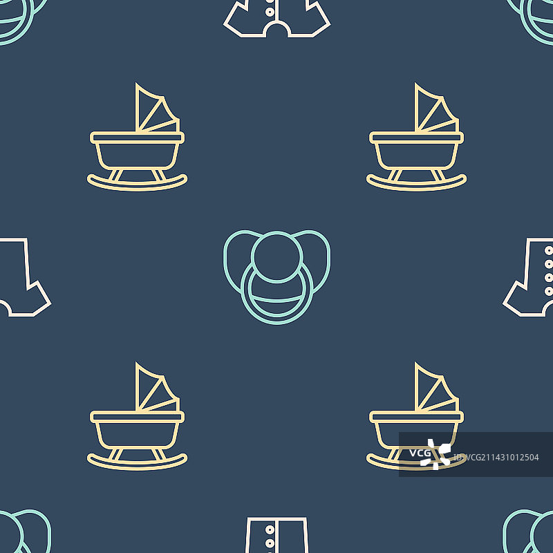 婴儿T恤、婴儿车和奶嘴组合图片素材