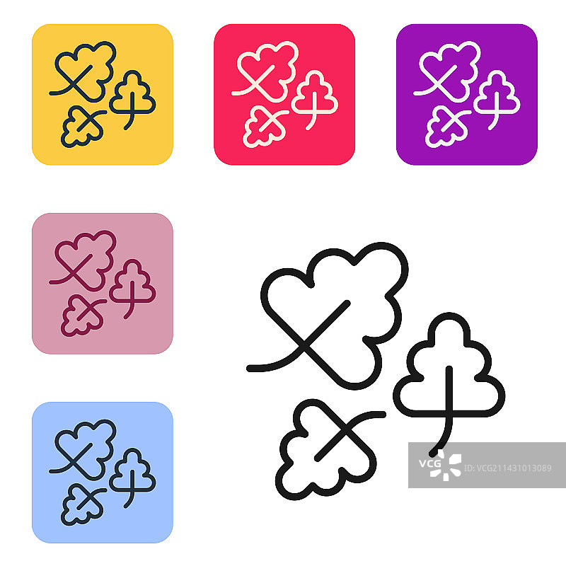 白色背景上的黑色线条橡树叶图标图片素材