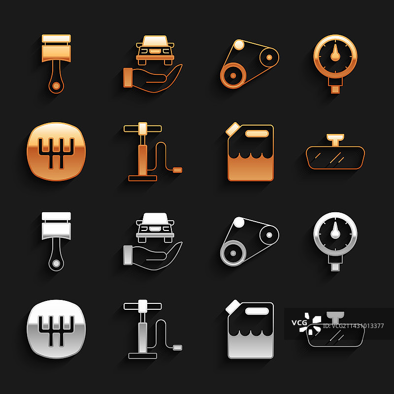 汽车气泵、胎压计和后视镜图片素材