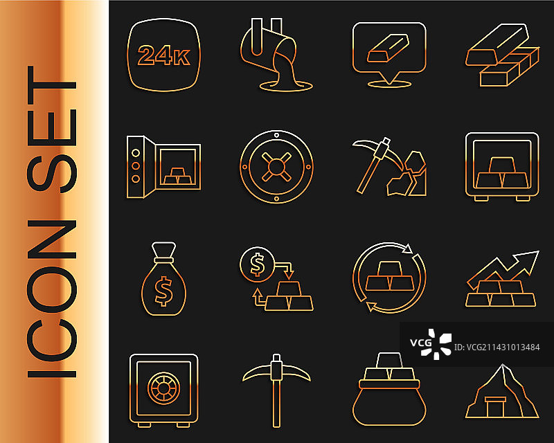 金矿增长箭头和金条图片素材