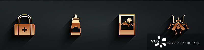 急救箱、酱油瓶、相框套装图片素材