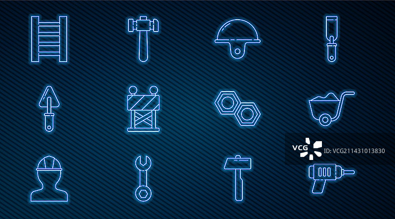 电钻、铁锹与工人图片素材