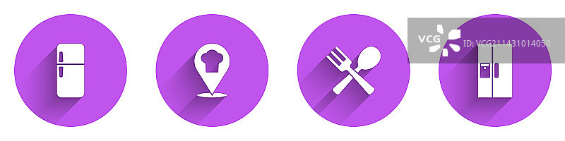 冰箱、厨师帽与位置标记图片素材