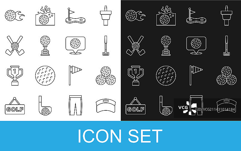 遮阳帽高尔夫球杆球洞图片素材