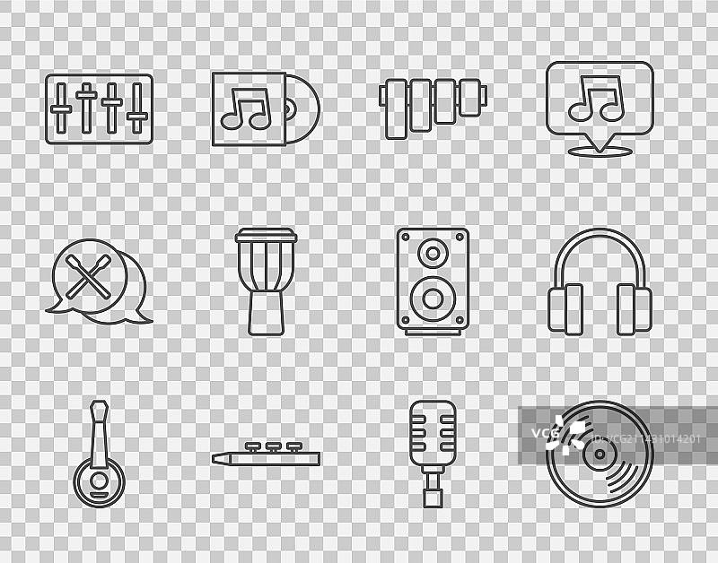 班卓琴、黑胶唱片、排箫和鼓套装图片素材