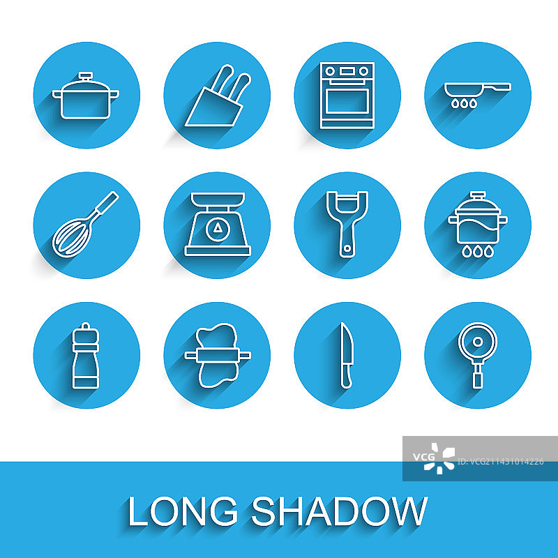 摆件线条：胡椒、擀面杖、烹饪锅图片素材