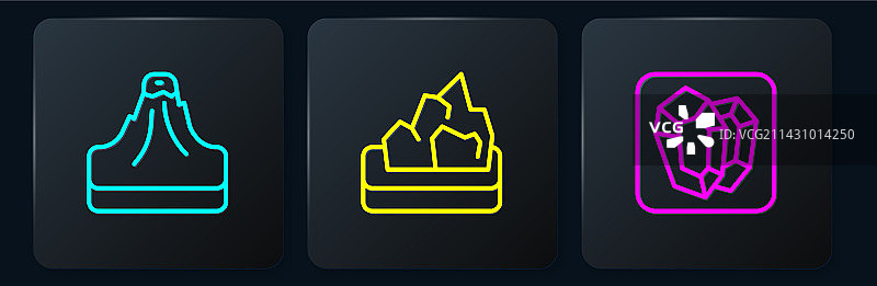 线条火山宝石和矿石开采（黑色）图片素材