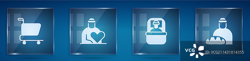 购物车、志愿者和睡袋图片素材