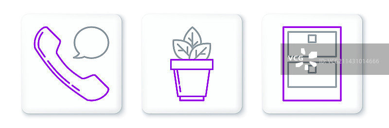 档案文件抽屉电话听筒线条组合图片素材