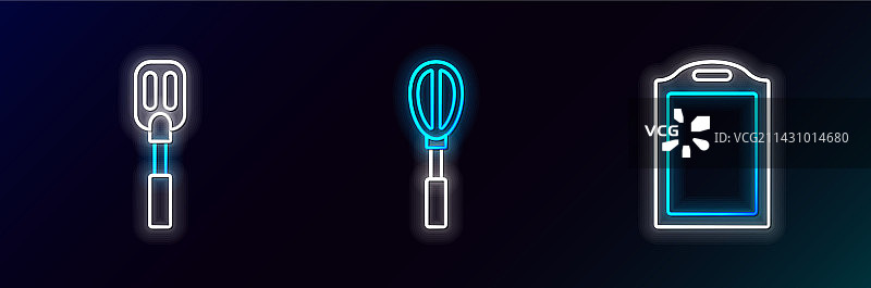 砧板铲子和厨房搅拌器切割线图片素材