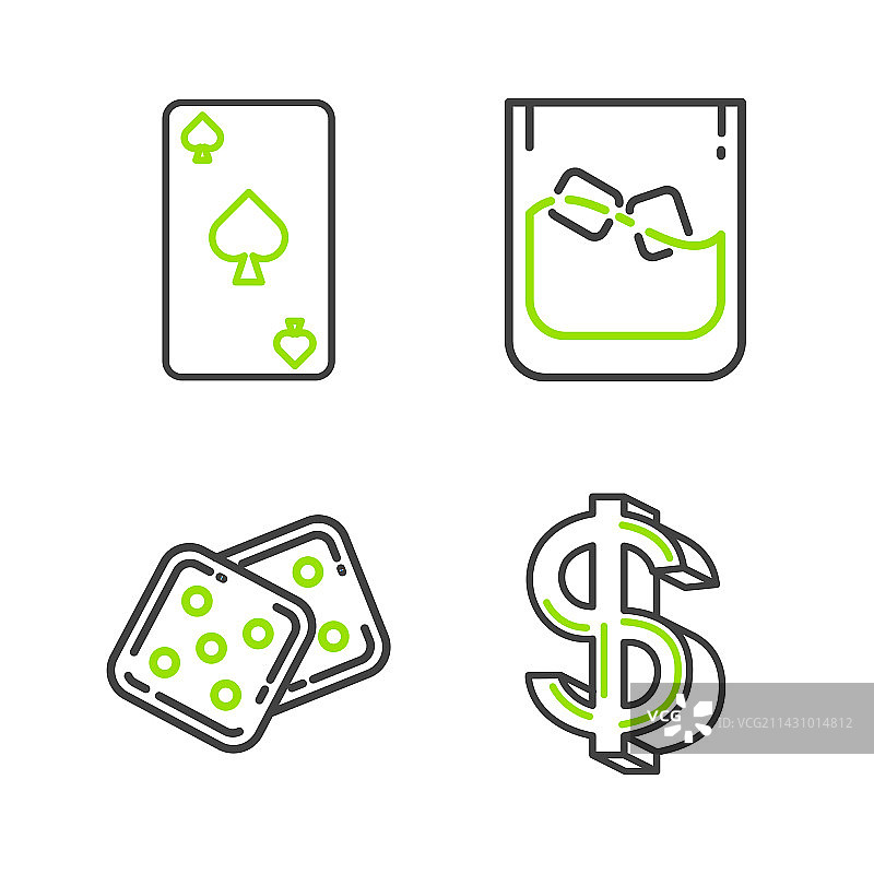 线性美元符号游戏骰子玻璃杯图片素材