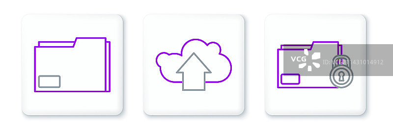 线条文件夹和锁文档文件夹和图片素材