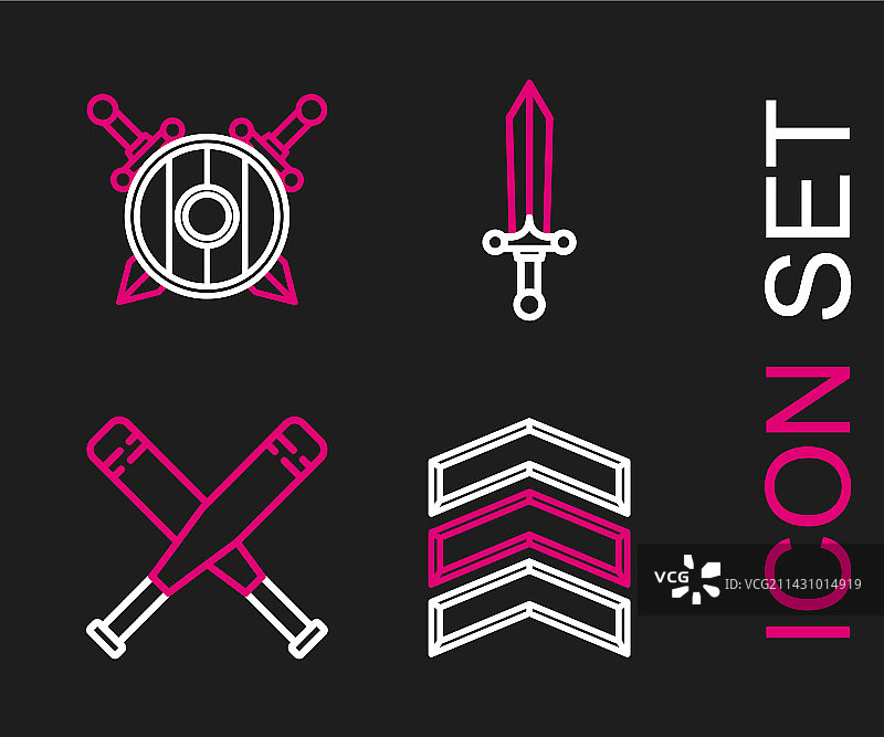 军衔、交叉棒球棍等元素图片素材