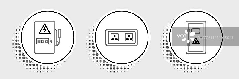 电气柜面板和插座线条图标图片素材