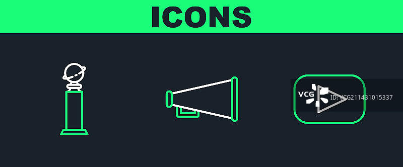 播放奖杯金球奖与扩音器合集图片素材