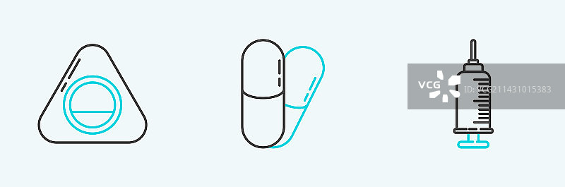 宠物疫苗宠物床和狗注射器线条合集图片素材