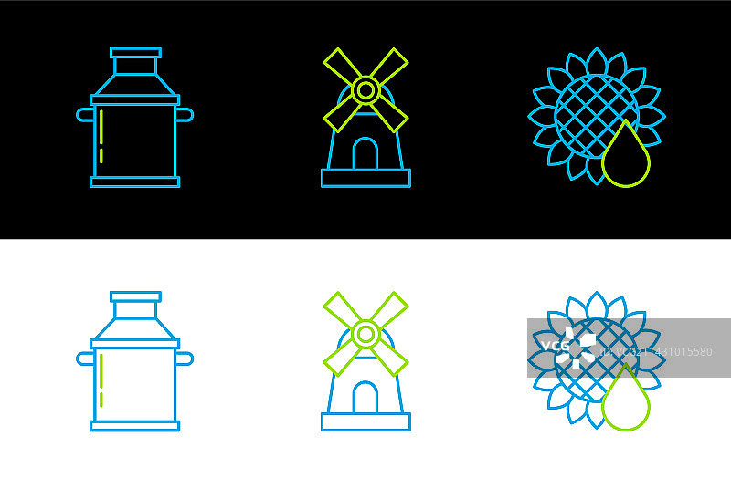 向日葵牛奶罐线条合集图片素材