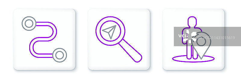 带人物剪影的地图标记线条设计图片素材