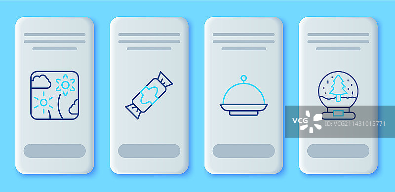 一组线条：糖果圣诞节装饰和托盘图片素材