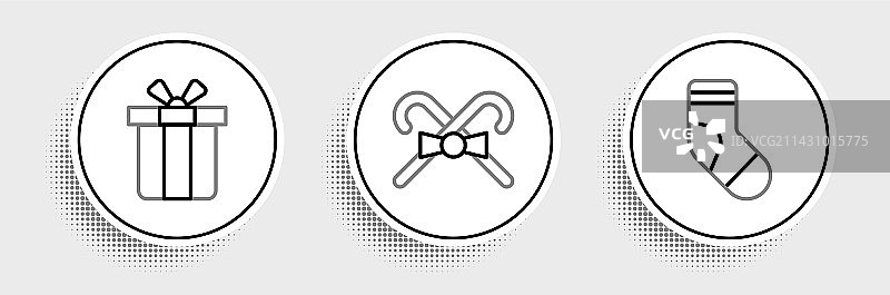 圣诞袜礼盒糖果线条组合图片素材