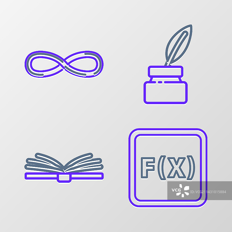 一套线条：函数数学符号打开的书图片素材