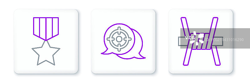 带刺铁丝网军事奖励勋章套装图片素材