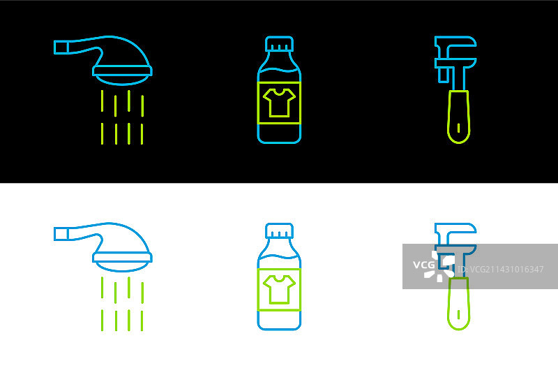 水管、活动扳手与淋浴图片素材