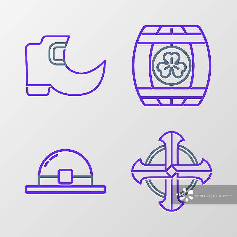 凯尔特十字架、绿帽小妖和木制线条图片素材