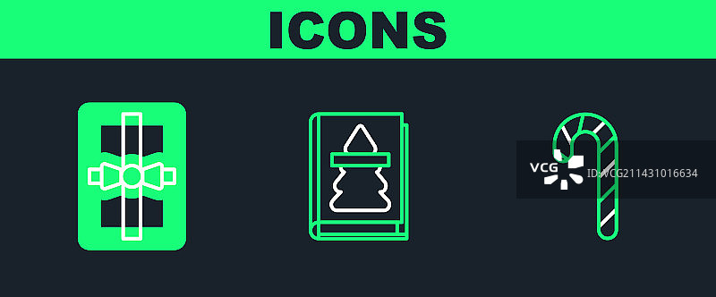 圣诞节糖果手杖礼品线条图片素材