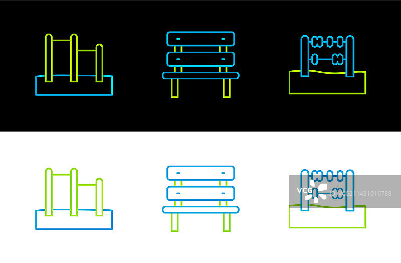 算盘单杠长凳线条图标图片素材