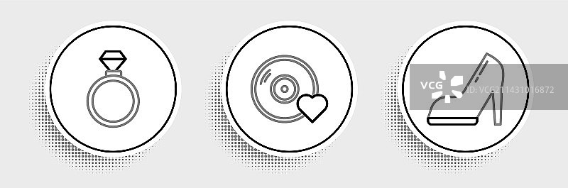 女士高跟鞋和结婚戒指线条图案图片素材