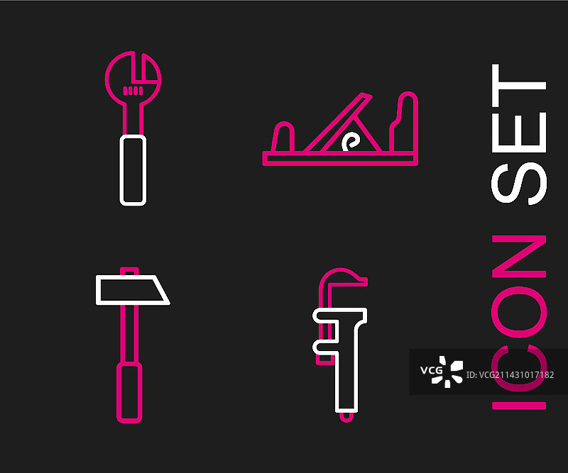 卡尺和比例锤子线条图片素材