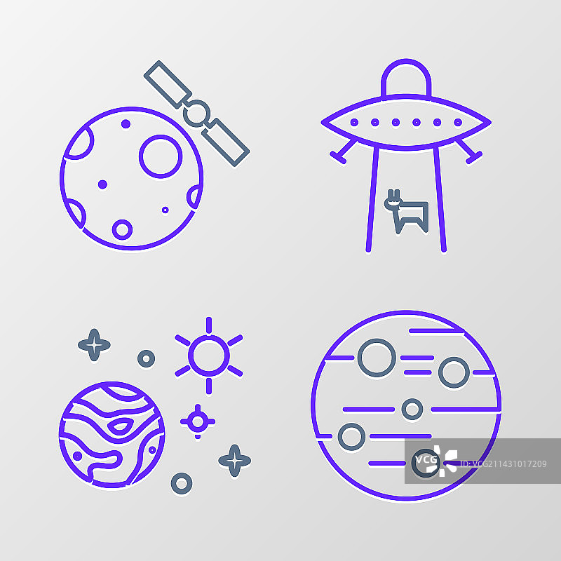 线条星球火星和太空星球合集图片素材