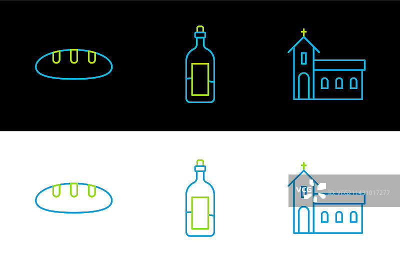 教堂面包瓶子图片素材