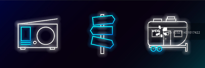 房车露营拖车天线收音机组合图片素材