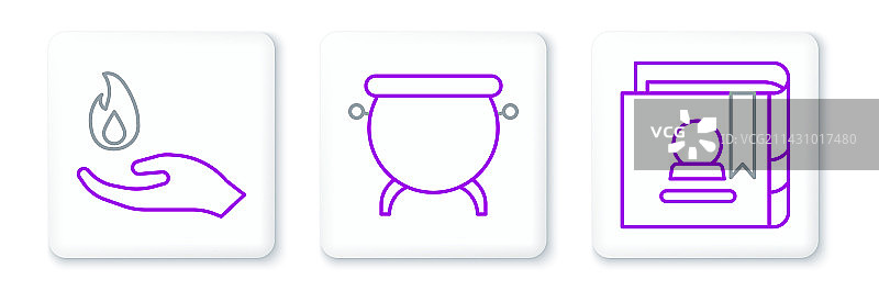 古代魔法书手持火焰线条合集图片素材